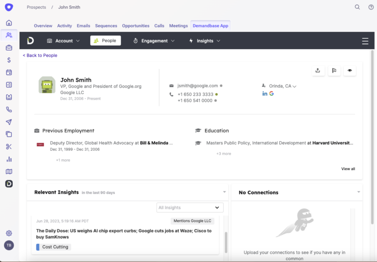 Demandbase Outreach Integration Prospect View