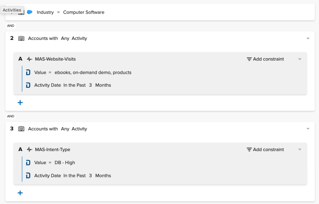 Example of segmentation on Demandbase One